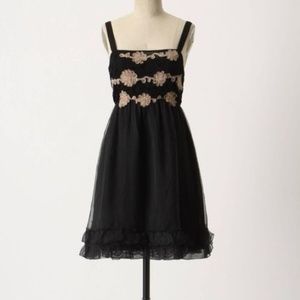 NWT Anthropologie Zehavale Black Silk Floral Dress